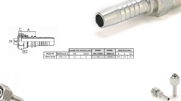 Imagen de HEMBRA RECTA M22 X 1,5-16 08 1/2'' DKO